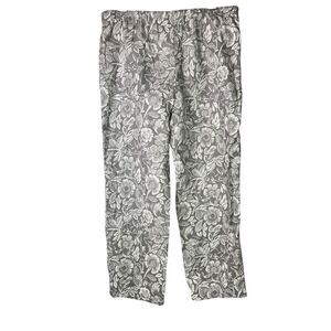 Garnet Hill XL Organic Pima Cotton Flannel Sleep Pants Pajamas Grey White
